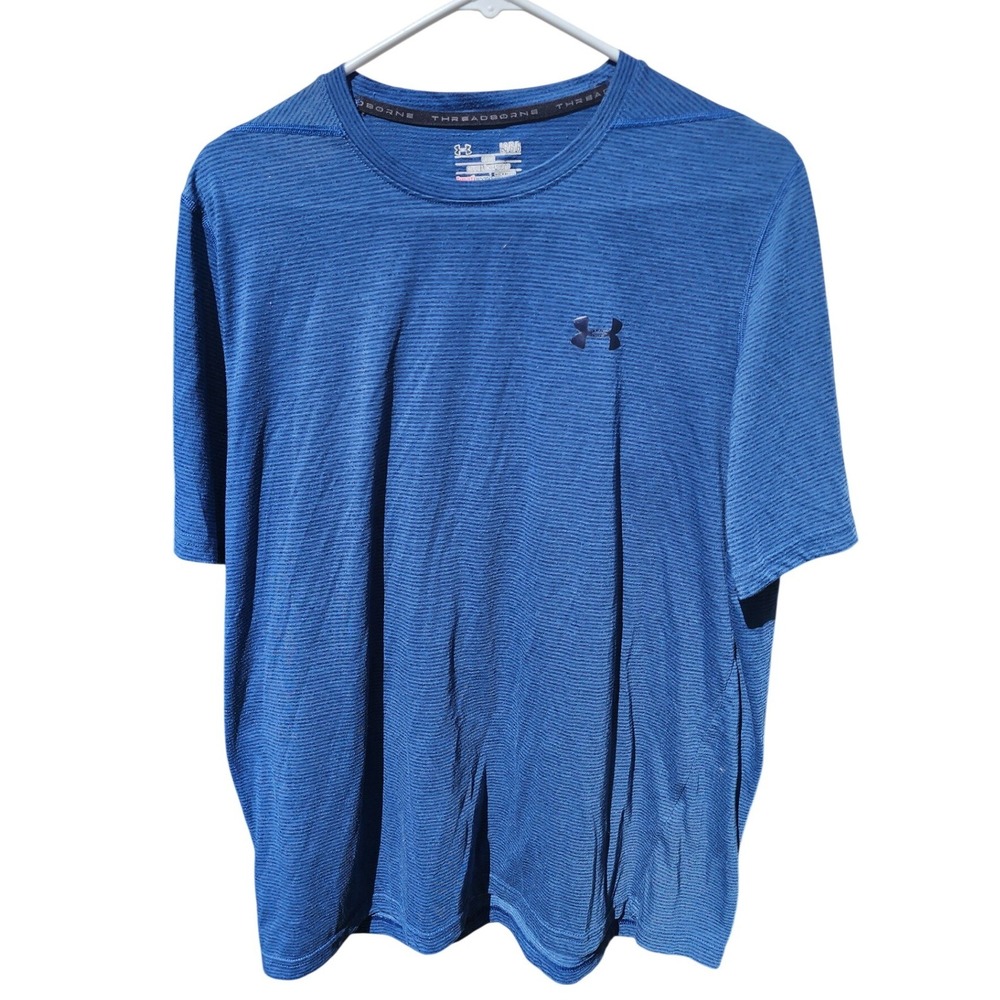 Under Armour Mens‎ HeatGear Threadborne Siro Loose Fit T-Shirt Blue Large LG